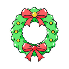 christmas wreath with ribbon