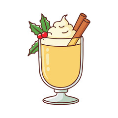 eggnog glass vector icon, christmas vector illustration - simple illustration of aeggnog glass, symbolizing holiday celebrations and festive spirit. christmas flat illustration.