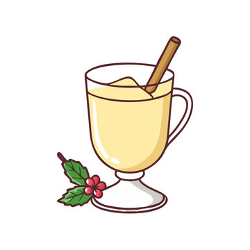 recommend clip art: eggnog glass vector icon, christmas vector illustration - simple illustration of aeggnog glass, symbolizing holiday celebrations and festive spirit. christmas flat illustration.