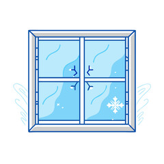 frosted window vector icon, christmas vector illustration - simple illustration of afrosted window, symbolizing holiday celebrations and festive spirit. christmas flat illustration.