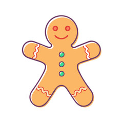 gingerbread man vector icon, christmas vector illustration - simple illustration of agingerbread man, symbolizing holiday celebrations and festive spirit. christmas flat illustration.
