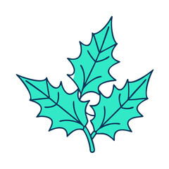 Fototapeta premium holly leaves vector icon, christmas vector illustration - simple illustration of aholly leaves, symbolizing holiday celebrations and festive spirit. christmas flat illustration.