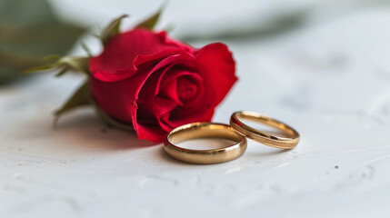 wedding rings and roses