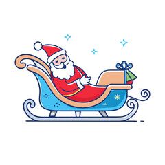 santa in sleigh vector icon, christmas vector illustration - simple illustration of asanta in sleigh, symbolizing holiday celebrations and festive spirit. christmas flat illustration.