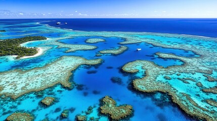 Obraz premium Exploring vibrant coral reefs and clear waters great barrier reef aerial photography tropical paradise nature’s beauty