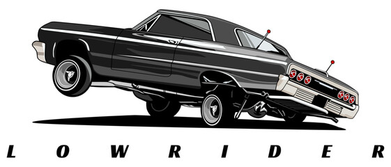 lowrider classic car logo icon design vector