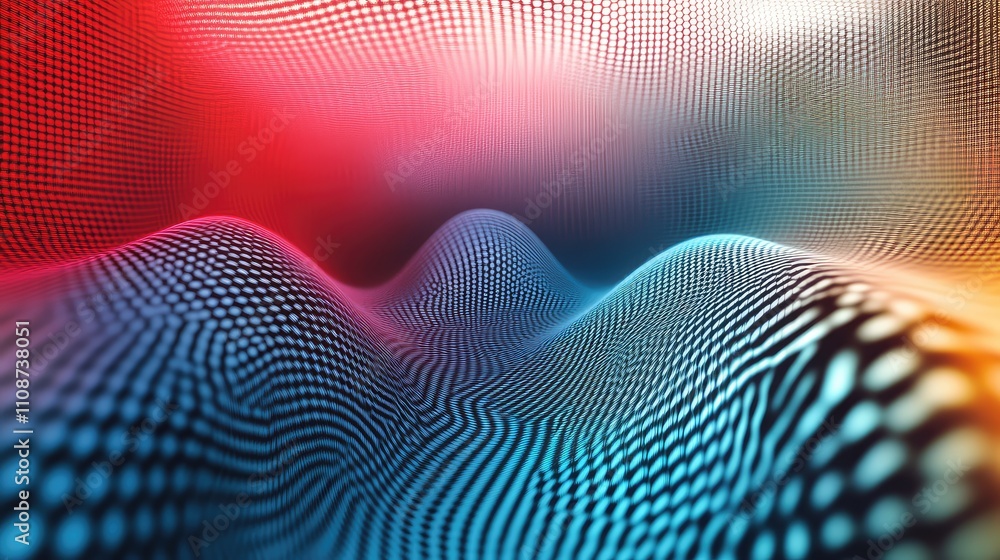 Poster an optical illusion created using pixelated patterns of contrasting colors, forming the illusion of 