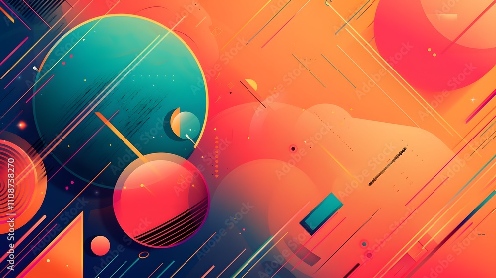 Aufkleber abstract colorful geometric design with dynamic lines and shapes