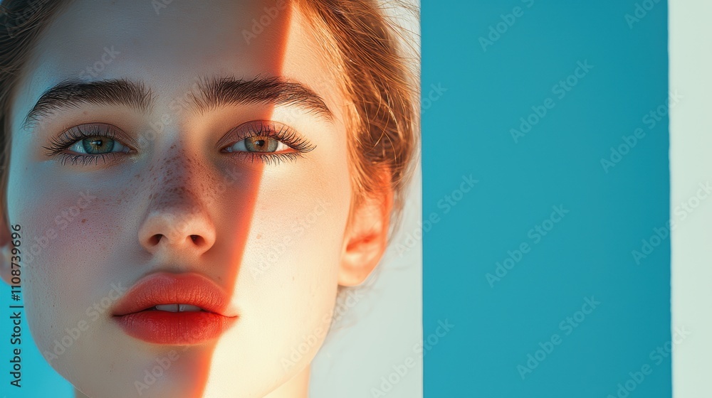 Poster a portrait photographer using a combination of natural light from a window and a softbox to illumina