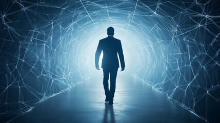 Cybersecurity Strategist in Glowing Tech Background