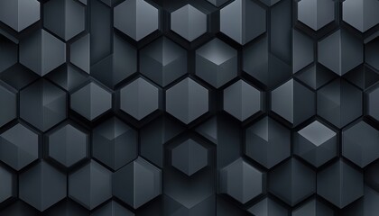 Obraz premium Abstract Pattern of 3D Hexagonal Shapes with Dark Tones and Shadows Creating a Modern and Sleek Background for Design Projects and Digital Artworks