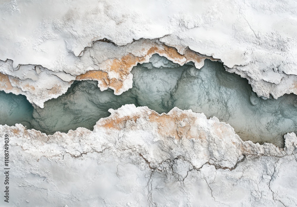 Poster abstract texture of cracked surface with water reflection in a pale color palette highlighting natur