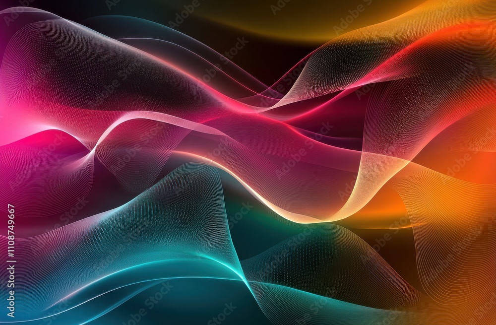 Poster abstract wave patterns with vibrant colors creating dynamic visual flow in a modern design concept f