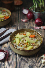 A bowl with traditional German dish - stew Eintopf