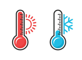 Thermometer icon in flat style. Climate control vector illustration on isolated background. Weather change sign business concept.