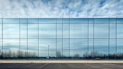 Obraz premium Glass facade of building reflecting the sky