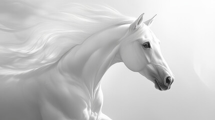 Obraz premium A beautiful, majestic horse white Arabian captured in profile or head-on, with high-key lighting accentuating its features against smooth background