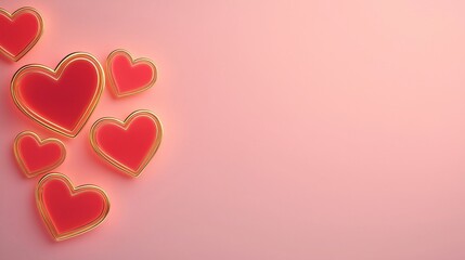 Glowing Heart Overlapping on Soft Pink Backdrop