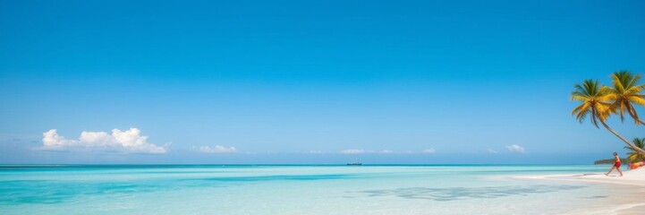 Fototapeta premium Tranquil view of Barra Grande Beach in Maragogi, Brazil with crystal clear waters, blue sky, and Moses path, Barra Grande Beach, paradise