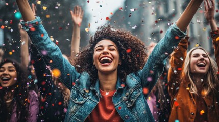 Obraz premium Celebrating together, women raise glasses in toast of friendship and festive merriment