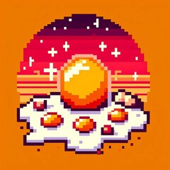 Fototapeta premium 171 Pixel Art Scrambled Eggs A pixelated image of scrambled eggs