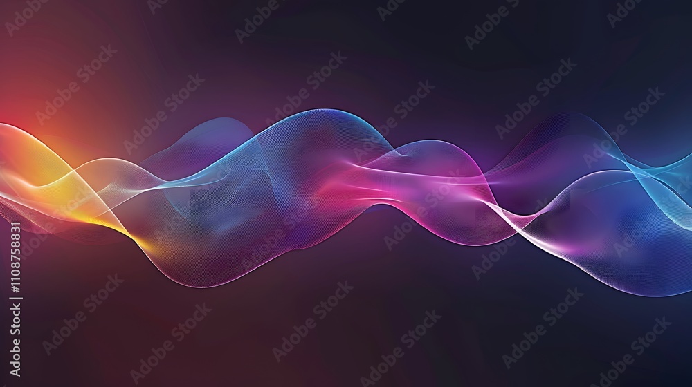 Poster abstract colorful waves flowing dynamically across dark background