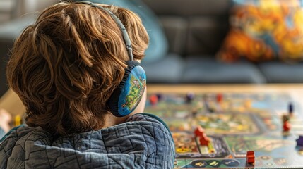Obraz premium A person playing a board game with a neck cushion for support, isolated on white