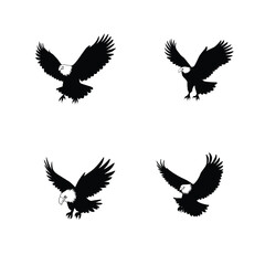 Obraz premium Eagle Bird Silhouettes Set: Majestic Flying and Rising Eagle Designs