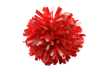 Bright red pom pom decoration for festive occasions and crafts