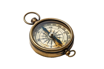 Vintage brass compass on a white background highlighting its intricate design and craftsmanship