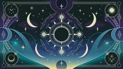 Tarot cards covers with magic esoteric signs and mystic occult symbols, generative AI