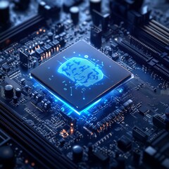Fototapeta premium concept The motherboard in the picture is Brain Technology RAM Gaming. This motherboard has chipset and supports 12th Core processors. Generate AI