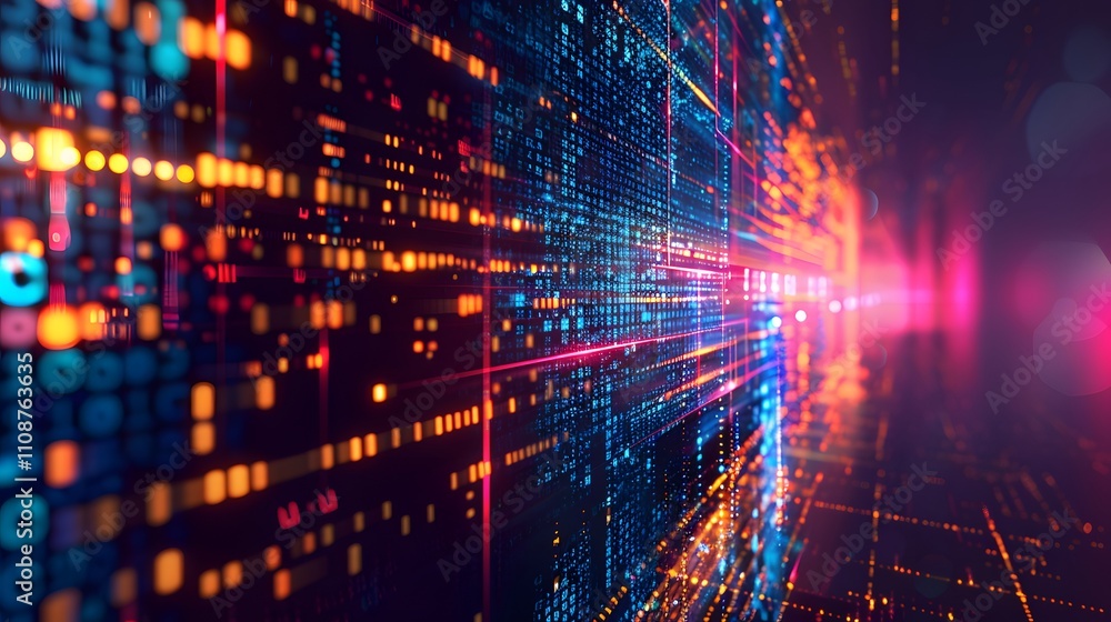Poster abstract digital data stream visualization