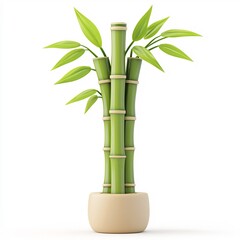 Fototapeta premium Soft Rounded Bamboo Plant with Cartoon-Style,Glossy Minimalist Design