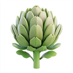 Fototapeta premium Stylized Artichoke Icon: Glossy, Cartoon-like 3D in Clean, Minimalist Design