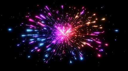 Fototapeta premium Vibrant fireworks display night sky digital art abstract colorful