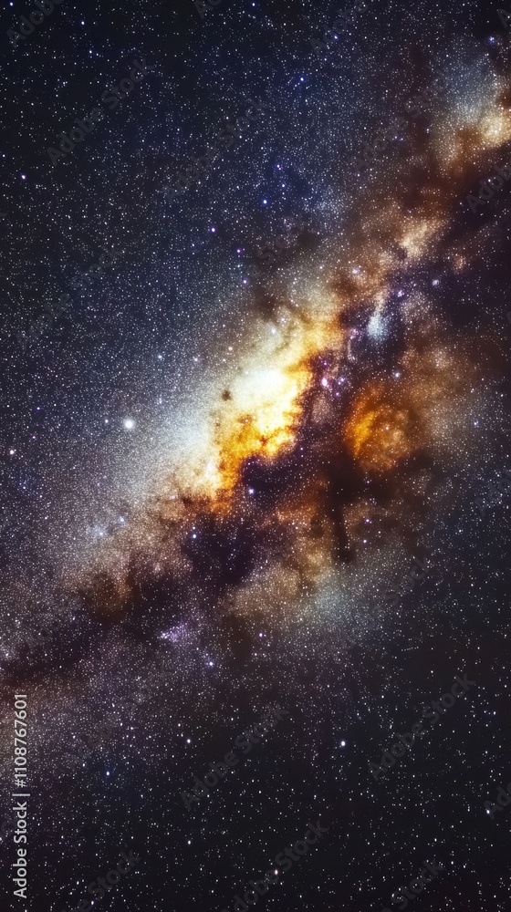 Poster a mesmerizing view of a distant galaxy showcasing vibrant colors and countless stars in a stunning c