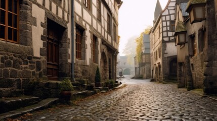 Cobblestone Street in a Medieval Town