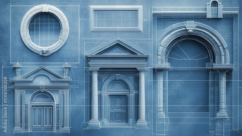 Poster a set of templates for common architectural shapes is used to quickly add consistent symbols and ico