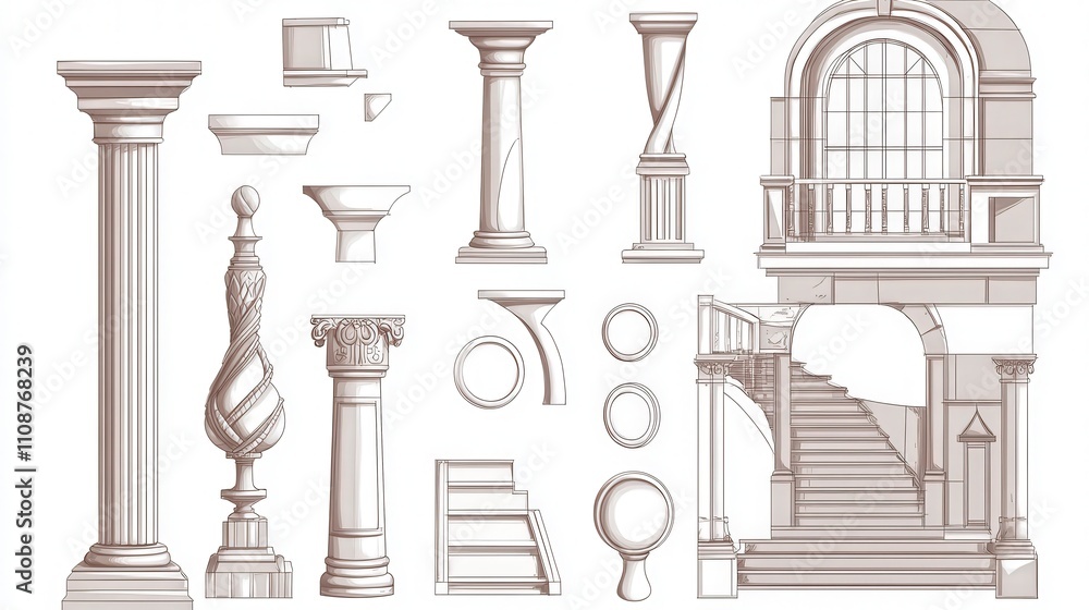 Poster a set of transparent templates with various shapes and symbols is used to quickly sketch architectur