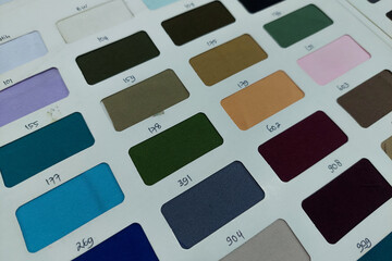 clothing color samples in the catalog, used to match the desired fabric color