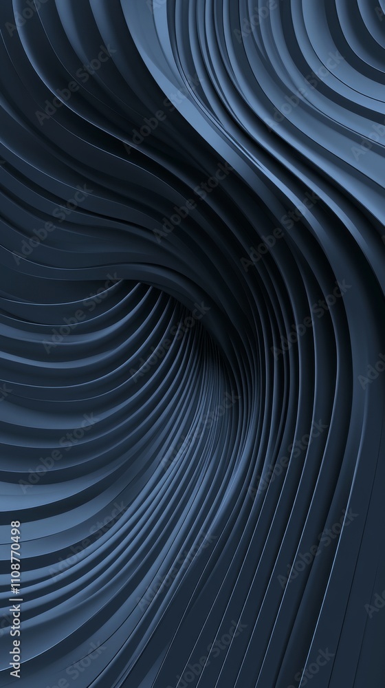 Poster abstract pattern of dark blue waves smoothly flowing in a rhythmic motion.