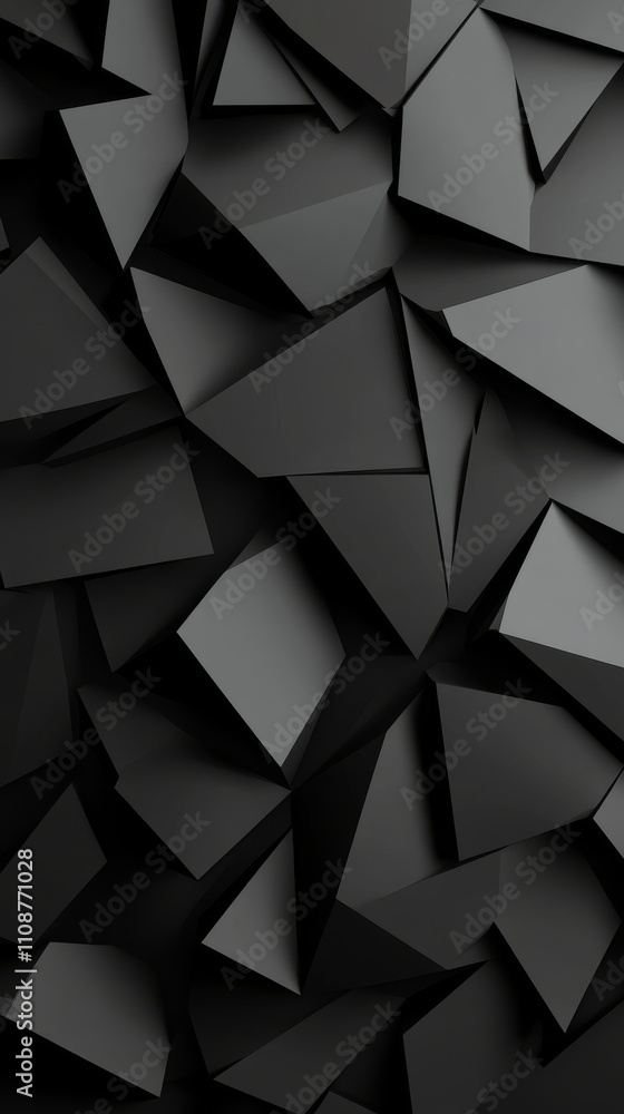 Poster abstract geometric pattern with dark faceted shapes creating depth and texture.