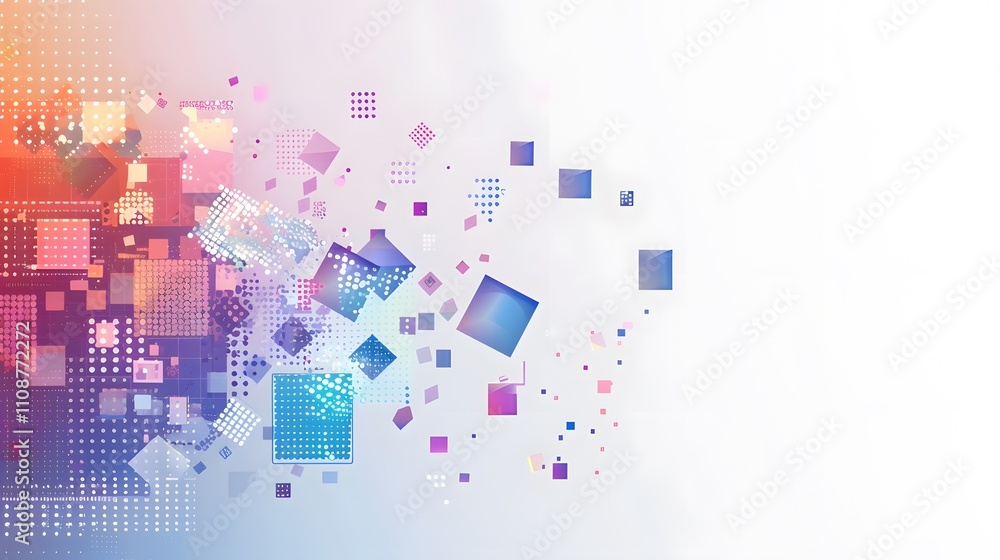 Aufkleber abstract geometric design with colorful squares and dots