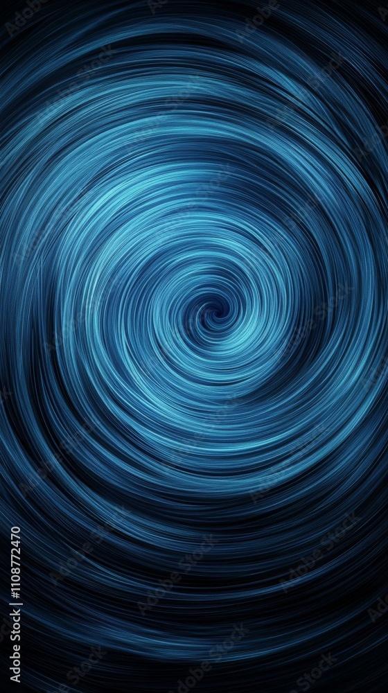 Poster abstract swirling blue patterns creating a sense of depth and motion.