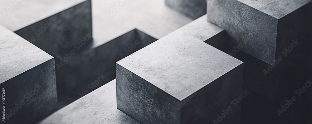 Poster concrete cubes forming an abstract architectural structure