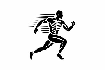 Obraz premium Silhouette Design of a Front View Male Athlete Runner in Motion with Dynamic and Bold Details