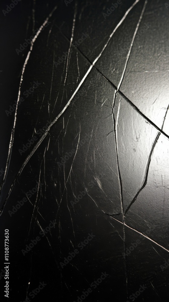 Poster abstract close-up of cracked black surface with dynamic lines emphasizing texture and depth.
