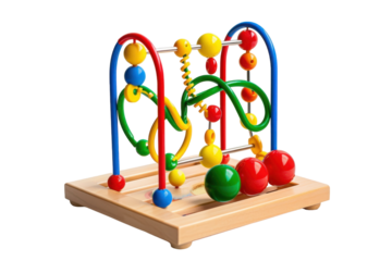 Colorful wooden activity toy designed for young children to enhance motor skills and cognitive development