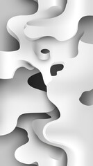 Obraz premium Abstract white and gray fluid shapes create a striking modern design with a sense of movement and depth.